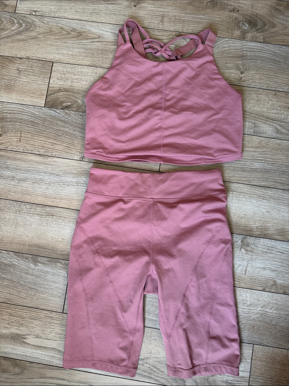 Free People Movement mauve Rose Pinky purple Performance Bike Shorts Set. S/m
